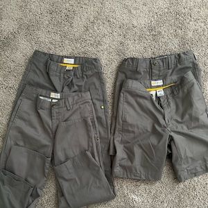 4 grey school uniform pants & shorts. size 14 Dennis Uniforms
